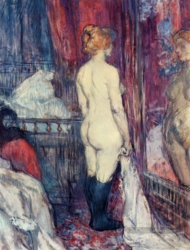 Nu debout devant un miroir 1897 Toulouse Lautrec Henri de Peinture à l'huile